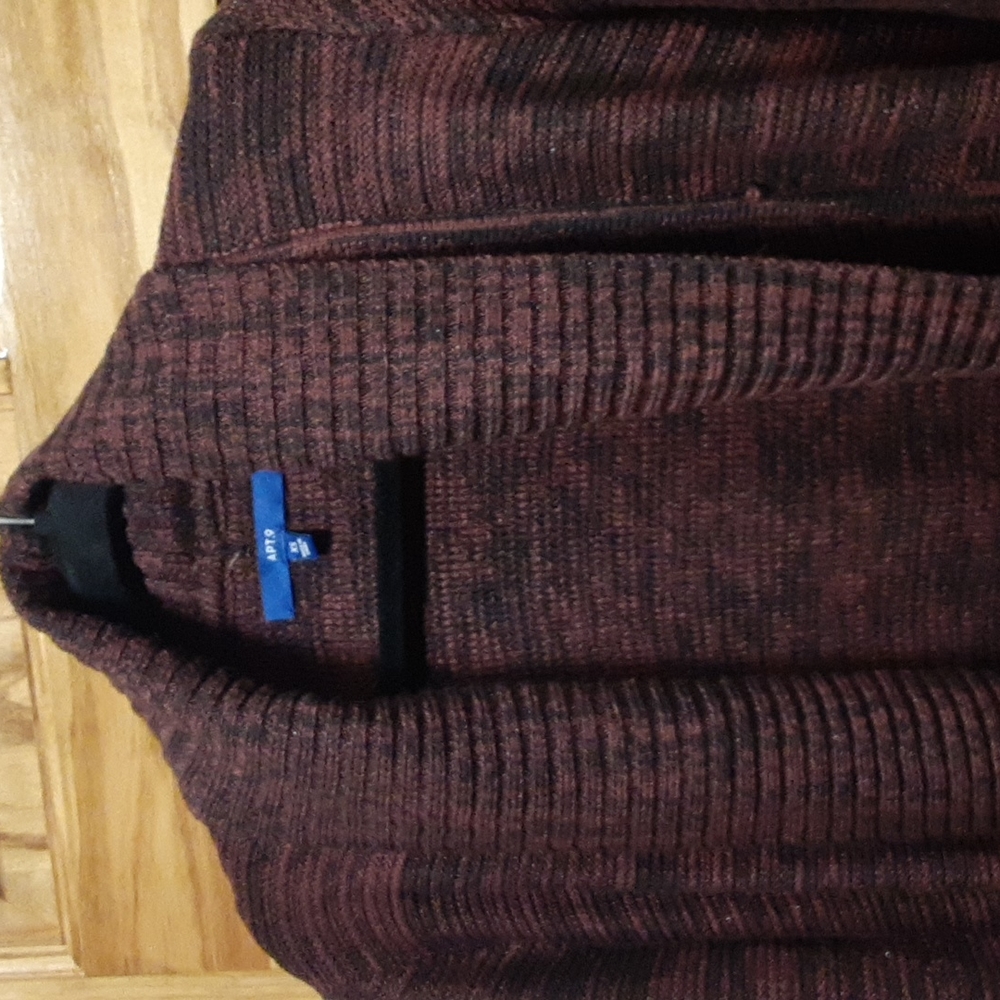 Open Front Rib Knit Cardigan. Brown\Multi - Picture 2 of 4